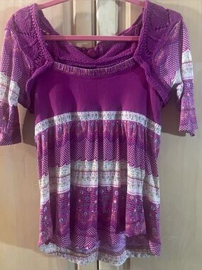 Beautiful Free People Summer Knitting Baby Doll Top.